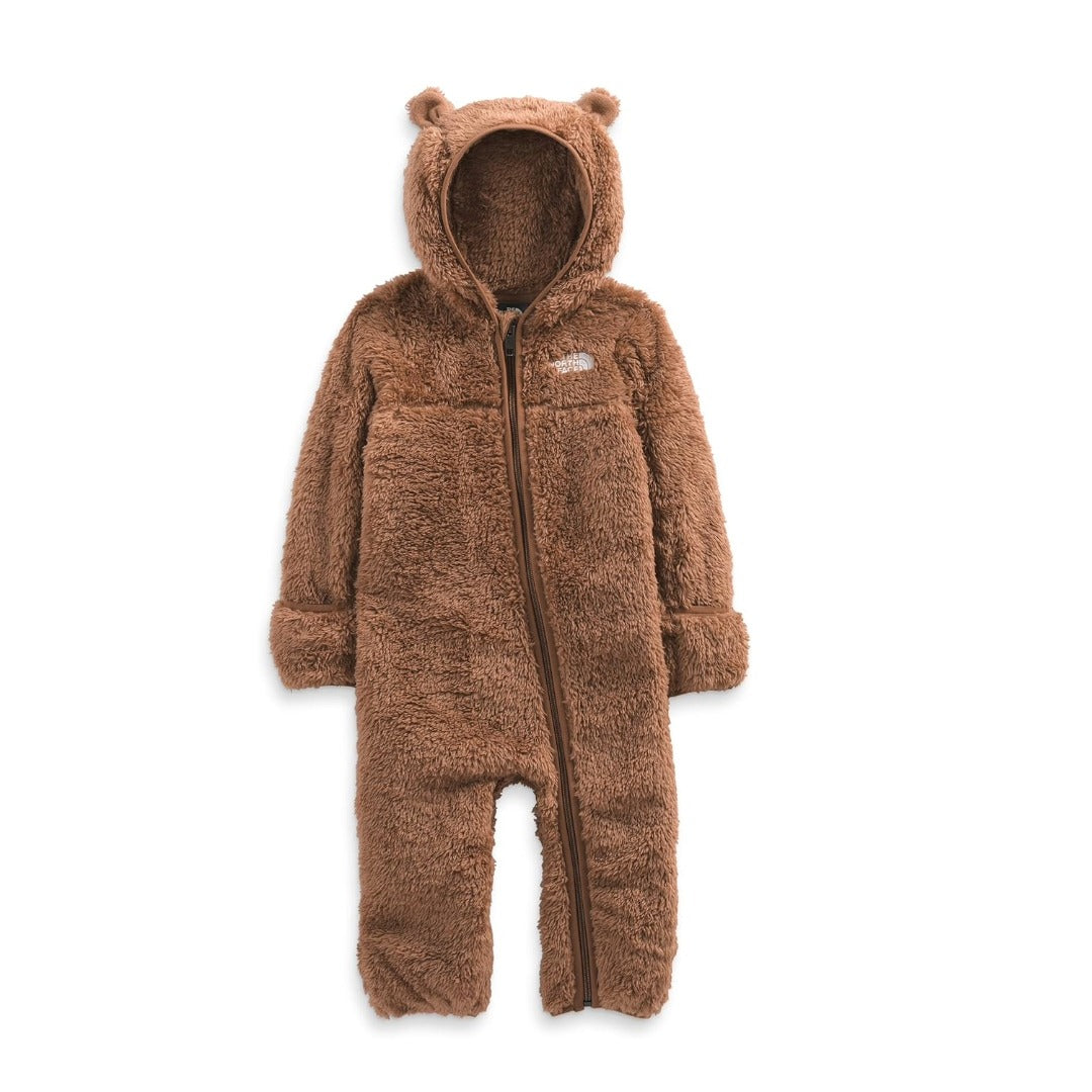 The North Face Baby Bear One-Piece with insulated design, fleece lining, full zip front, and hood with bear ears for cold-weather warmth.