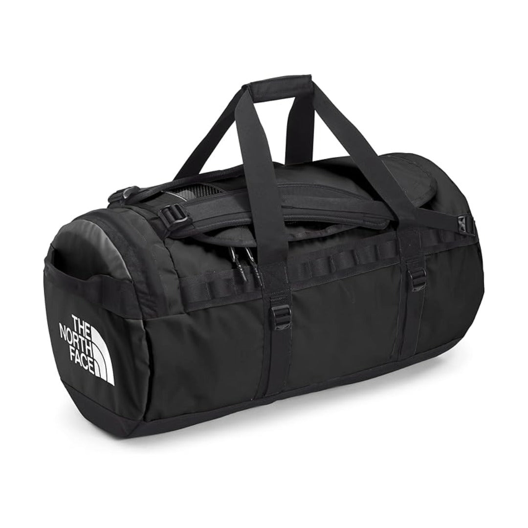 The North Face Base Camp Duffel Medium featuring a rugged water-resistant shell, spacious interior, and multiple carry straps for travel and outdoor use.