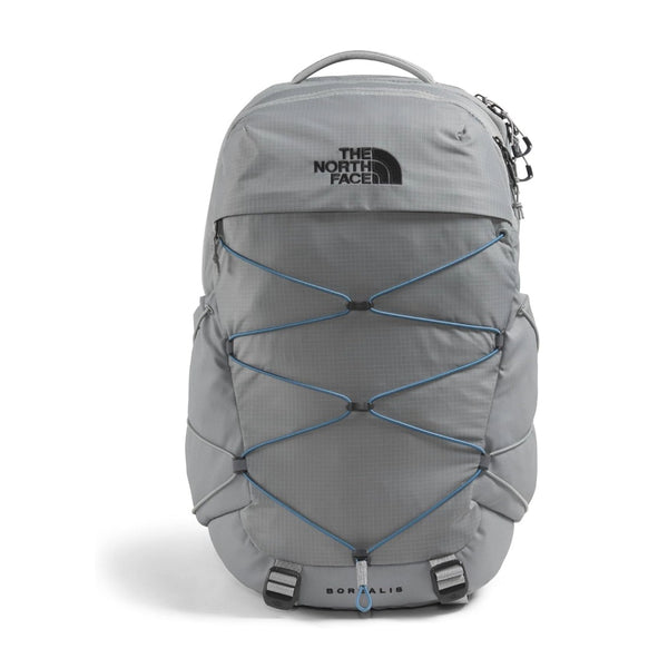 The  North Face Borealis backpack with ergonomic straps, multiple compartments, and front bungee system, designed for daily use and comfort.