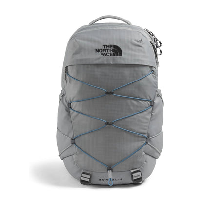 The  North Face Borealis backpack with ergonomic straps, multiple compartments, and front bungee system, designed for daily use and comfort.