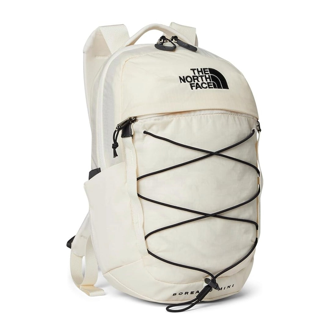 The North Face Borealis Mini Backpack in a compact size with zippered compartments, padded shoulder straps, and durable outdoor-inspired design.