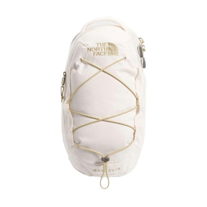 The North Face Borealis Sling compact shoulder bag with bungee storage system, adjustable strap, and multiple zippered compartments.