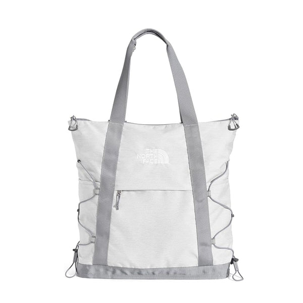 The North Face Borealis Tote Bag featuring spacious main compartment, padded laptop sleeve, durable recycled fabric, and comfortable shoulder straps for everyday carry.