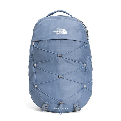 The North Face Women’s Borealis backpack with dual water bottle pockets, front bungee system, and padded laptop compartment.