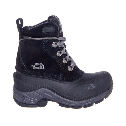 Lace-up insulated winter boot featuring a waterproof leather and synthetic upper, padded collar, reinforced toe and heel, cushioned EVA midsole, and a durable rubber outsole with aggressive tread for reliable traction in snowy and icy conditions