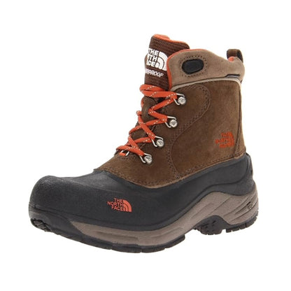 Lace-up insulated winter boot featuring a waterproof leather and synthetic upper, padded collar, reinforced toe and heel, cushioned EVA midsole, and a durable rubber outsole with aggressive tread for reliable traction in snowy and icy conditions