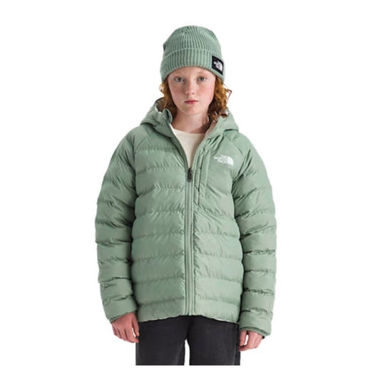 The North Face Girls’ North Down Hooded Jacket insulated puffer jacket with hood and quilted design for cold-weather protection.