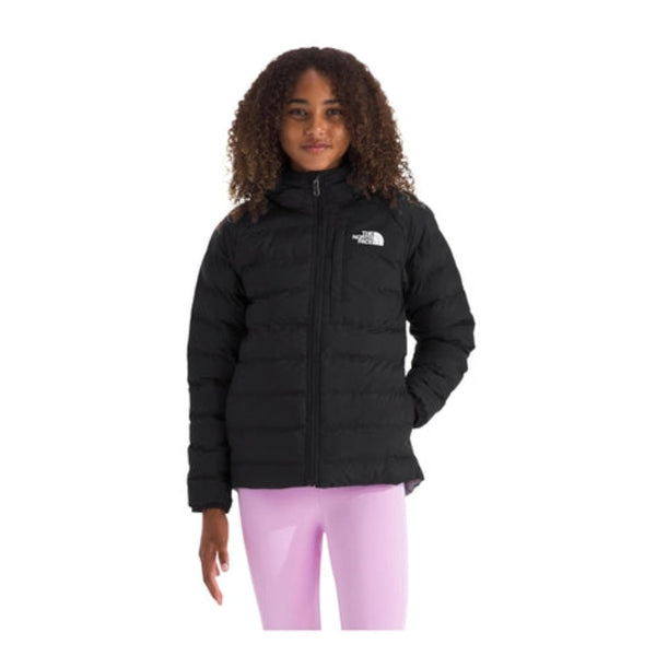 The North Face Girls’ Reversible Perrito Jacket lightweight insulated jacket with reversible design and full-zip front.