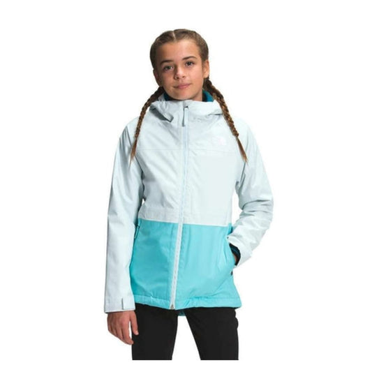 The North Face Girls’ Vortex Triclimate jacket with removable inner layer, waterproof shell, and adjustable hood for versatile winter protection.