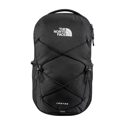 The North Face Jester Everyday Laptop Backpack with padded laptop compartment, front bungee cord, and ergonomic shoulder straps for daily use.
