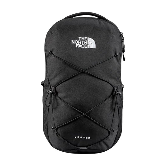 The North Face Jester Everyday Laptop Backpack with padded laptop compartment, front bungee cord, and ergonomic shoulder straps for daily use.