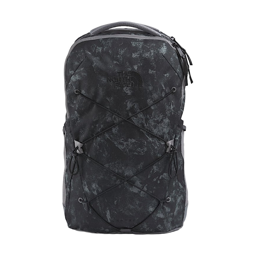 The North Face Jester Backpack with front bungee system, padded laptop sleeve, and multiple compartments for everyday use.