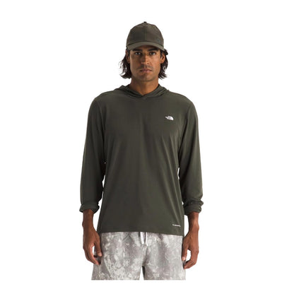 Men wearing a lightweight hooded sun shirt designed for outdoor activities, offering breathable comfort and UV protection.