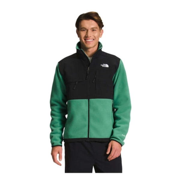 The North Face Men’s Denali Fleece Jacket with recycled fleece fabric, reinforced chest panels, and zippered pockets.