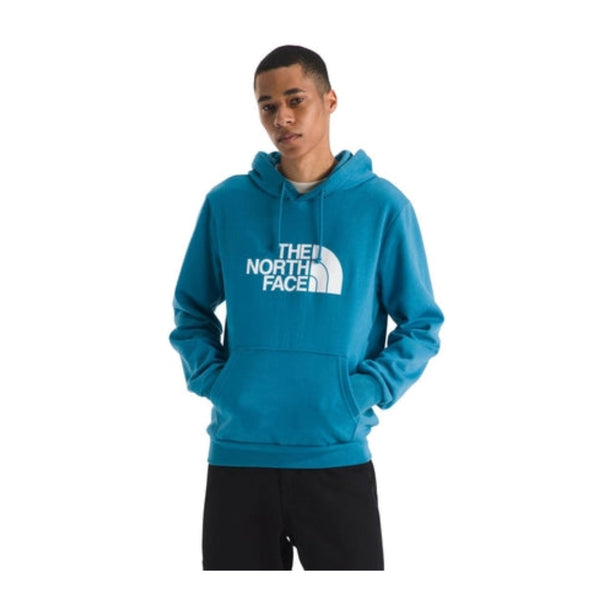 The North Face Men's Evolution Half Dome Hoodie in black, featuring the bold Half Dome logo on the chest, an adjustable hood, and kangaroo pocket.
