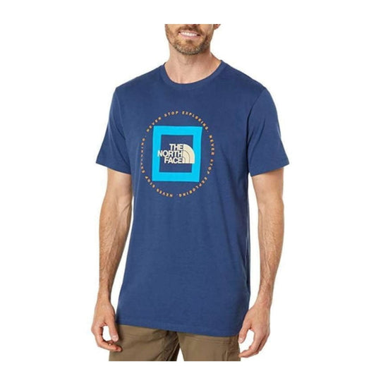 The North Face Men’s GEO NSE T-Shirt with short sleeves, soft cotton fabric, and bold geometric NSE graphic for casual everyday wear.