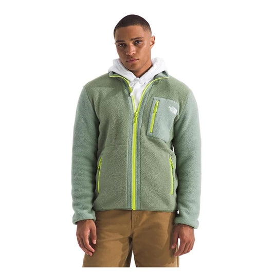 The North Face Men’s Yumiori Jacket in Bark color with full-zip front, high collar, and zippered pockets for everyday warmth.