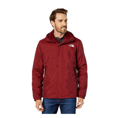 The North Face Men’s Antora Triclimate Jacket featuring a waterproof outer shell with adjustable hood and a removable insulated inner jacket for versatile all-weather protection.