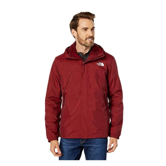 The North Face Men’s Antora Triclimate Jacket featuring a waterproof outer shell with adjustable hood and a removable insulated inner jacket for versatile all-weather protection.