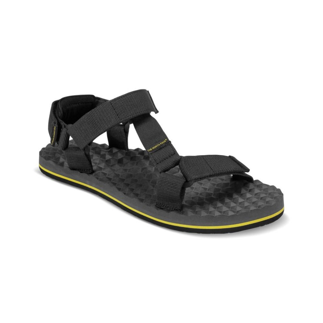 Men's outdoor sandal featuring adjustable synthetic webbing straps, soft textile lining, a contoured cushioned EVA footbed, open-toe design, and a durable rubber outsole for hiking, travel, and everyday warm-weather wear