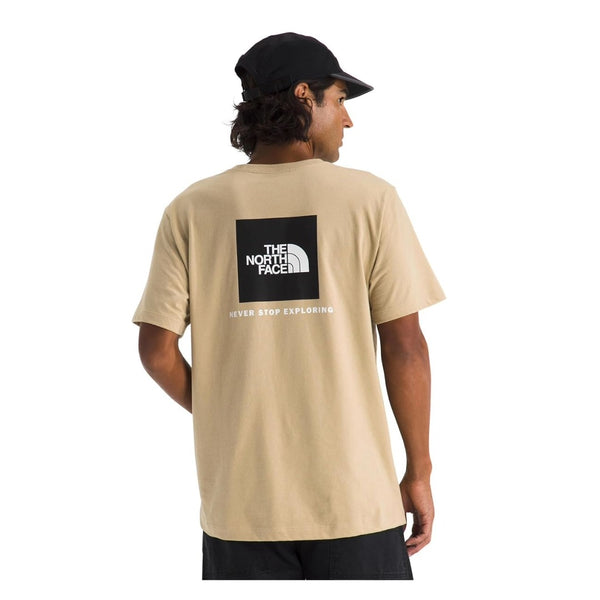 The North Face Men’s Core Box NSE Short Sleeve Tee featuring soft cotton fabric, ribbed crewneck, and bold Box NSE logo graphic on the chest for casual wear.