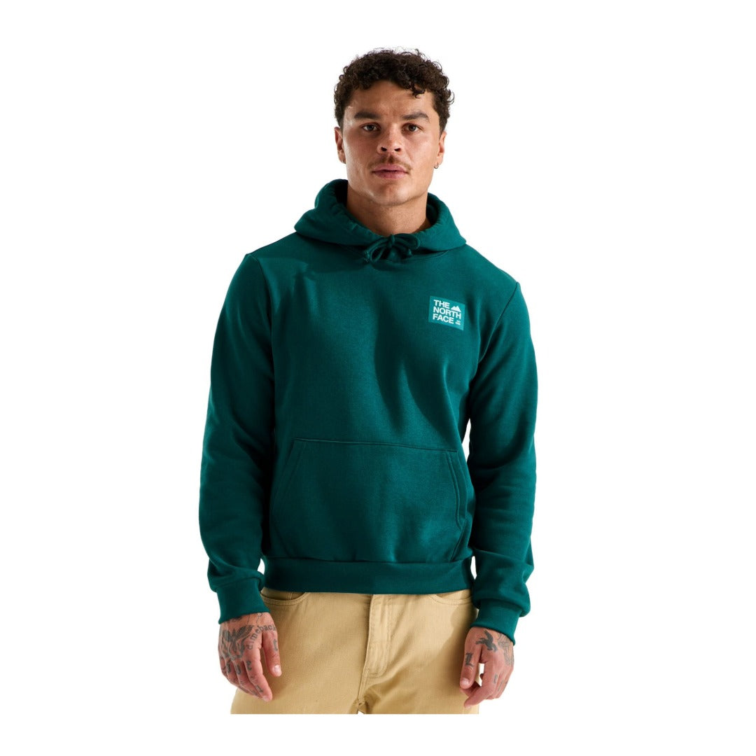 Men’s regular-fit pullover hoodie featuring a soft cotton-blend fleece construction, adjustable drawcord hood, kangaroo hand pocket, ribbed cuffs and hem, and a casual design for everyday wear