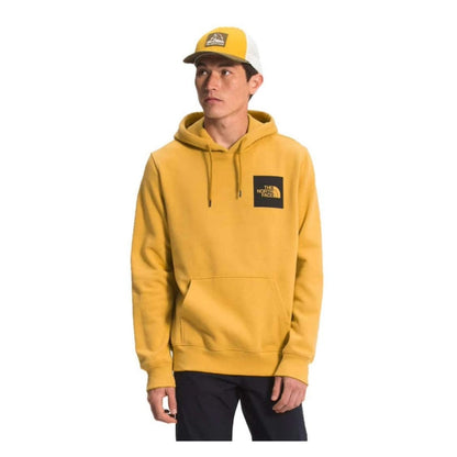 The North Face Men’s Fine Hoodie featuring soft fleece fabric, adjustable hood, kangaroo pocket, ribbed trim, and subtle logo graphic for casual comfort.