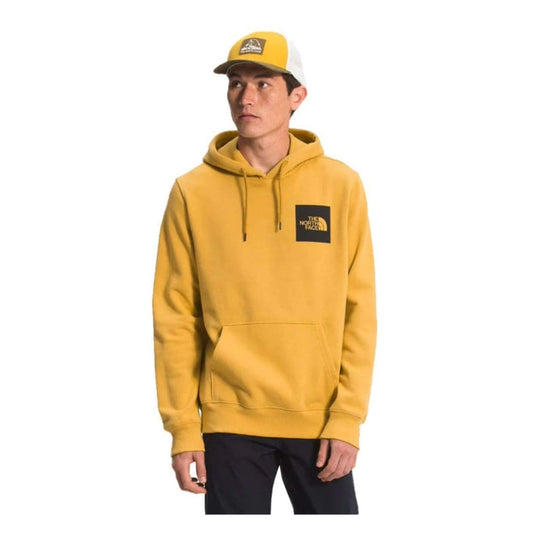 The North Face Men’s Fine Hoodie featuring soft fleece fabric, adjustable hood, kangaroo pocket, ribbed trim, and subtle logo graphic for casual comfort.
