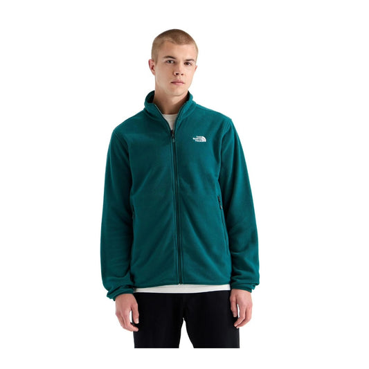 Men’s full-zip fleece jacket featuring soft recycled polyester fleece, a stand-up collar, zippered hand pockets, elastic-bound cuffs, and a lightweight design for hiking, travel, and everyday cool-weather wear