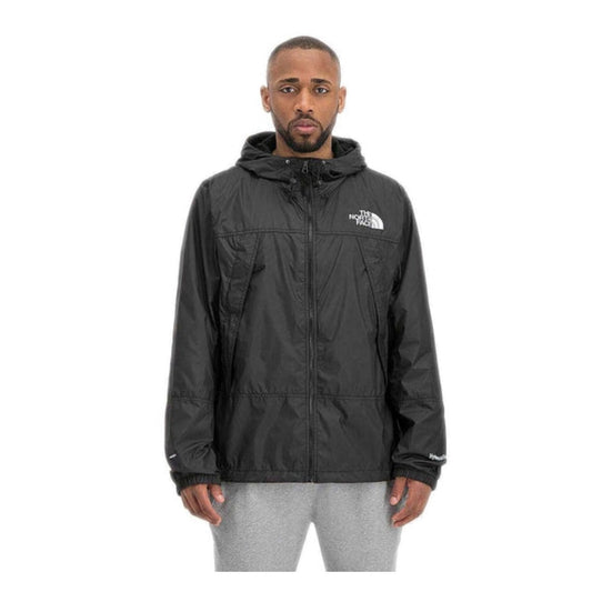 The North Face Men’s Hydrenaline™ Wind Jacket featuring lightweight hooded design, full-zip front, elastic cuffs, and wind-resistant fabric for everyday protection.
