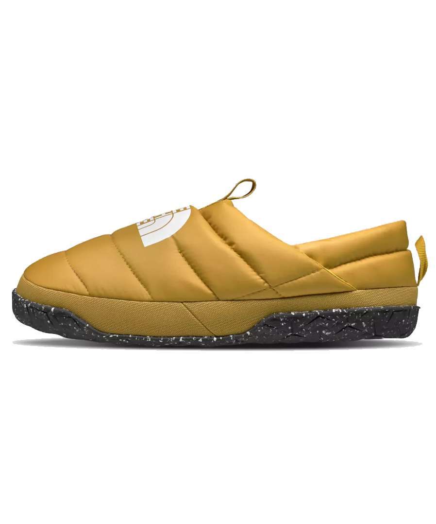 Men's insulated slip-on mule featuring a recycled ripstop polyester upper, synthetic insulation, soft fleece lining, cushioned EVA footbed, reinforced toe, and durable rubber outsole for indoor comfort and casual outdoor wear