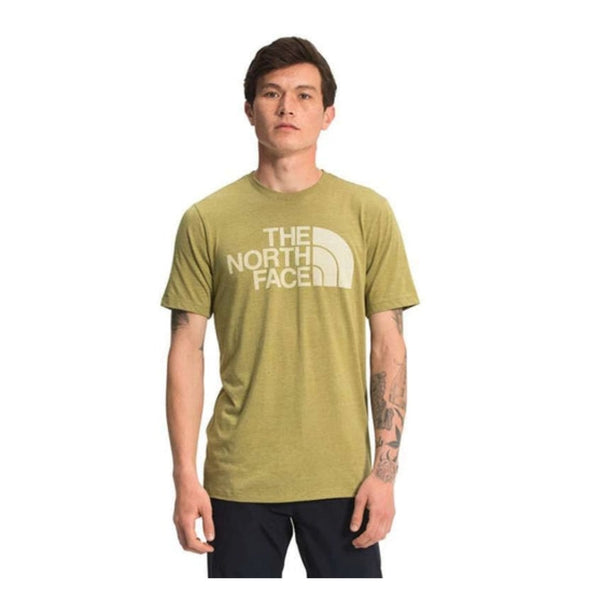 The North Face Men’s Short Sleeve Half Dome Tri-Blend Tee featuring soft lightweight fabric, ribbed crewneck, short sleeves, and classic Half Dome logo graphic on the chest.