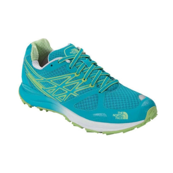 Trail running shoes featuring a breathable mesh and synthetic upper, lace-up closure, reinforced toe cap, cushioned EVA midsole, padded collar, and durable rubber outsole with aggressive lugs for hiking and trail running