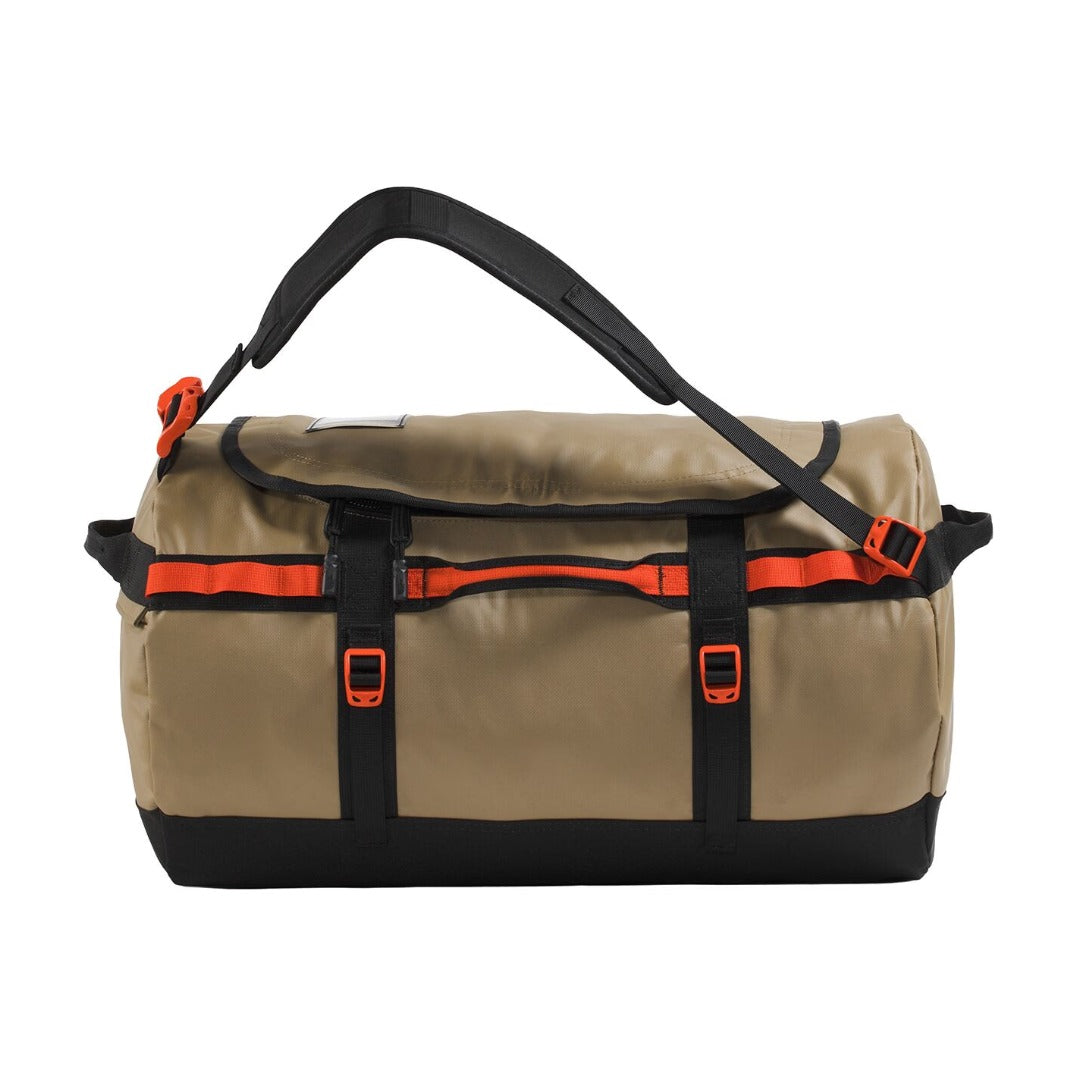 The North Face Base Camp Duffel Small 50L durable water-resistant travel bag with backpack straps and large zippered opening.