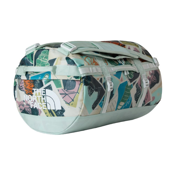 The North Face Base Camp Duffel Small 50L durable water-resistant travel bag with backpack straps and large zippered opening.