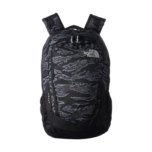 The North Face Vault Backpack featuring durable fabric, padded laptop sleeve, front organizer pocket, and ergonomic shoulder straps for everyday use.