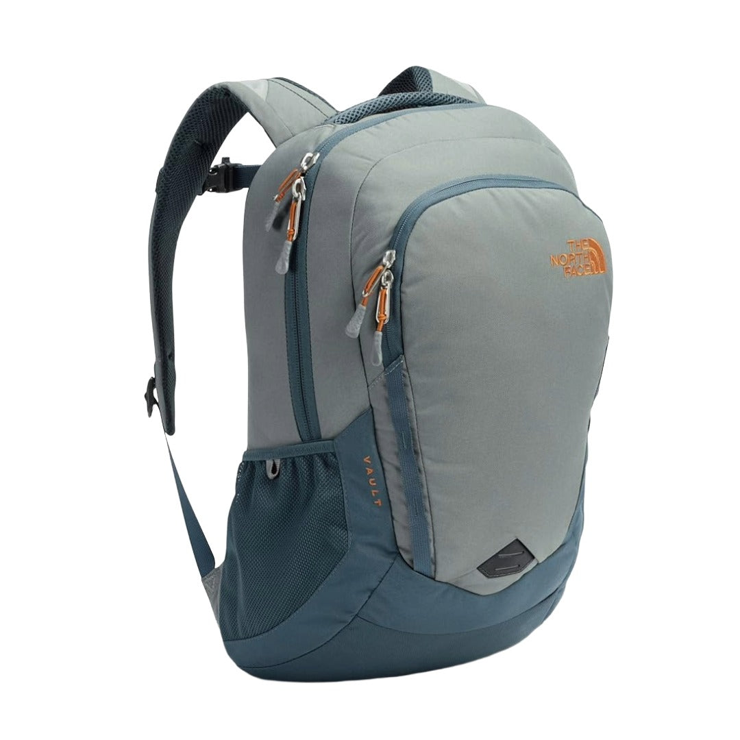 The North Face Vault Backpack featuring durable fabric, padded laptop sleeve, front organizer pocket, and ergonomic shoulder straps for everyday use.