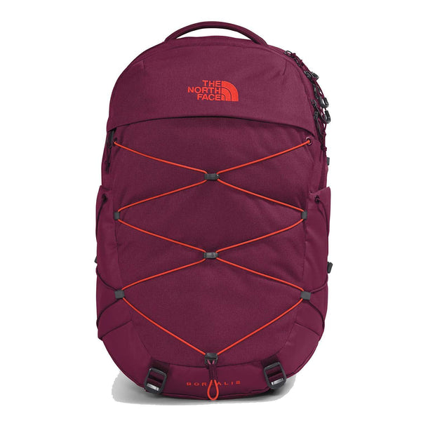 The North Face Women’s Borealis Backpack with bungee cord system, padded straps, multiple compartments, and water bottle pockets.