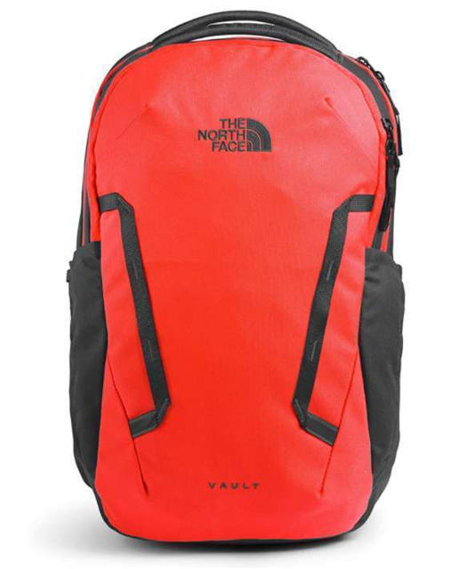 The North Face Women’s Vault Backpack with padded shoulder straps, laptop sleeve compartment, front organizer pocket, and side water-bottle pockets.