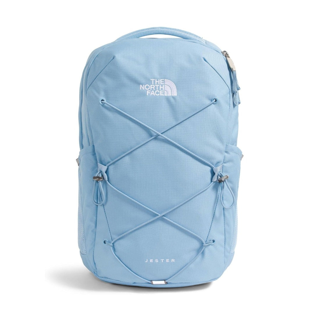 Women’s North Face Jester backpack featuring ergonomic straps, front bungee system, and multiple compartments for organized everyday use.
