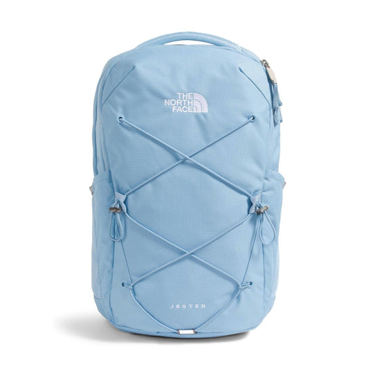 Women’s North Face Jester backpack featuring ergonomic straps, front bungee system, and multiple compartments for organized everyday use.

