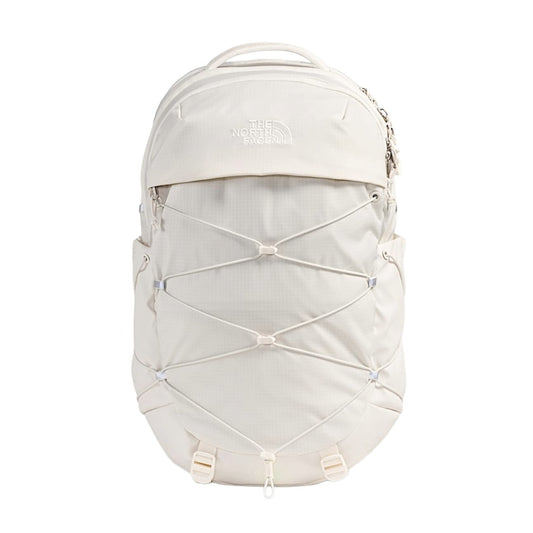 Women’s North Face Borealis backpack with ergonomic straps, multiple compartments, and front bungee system, designed for daily use and comfort.