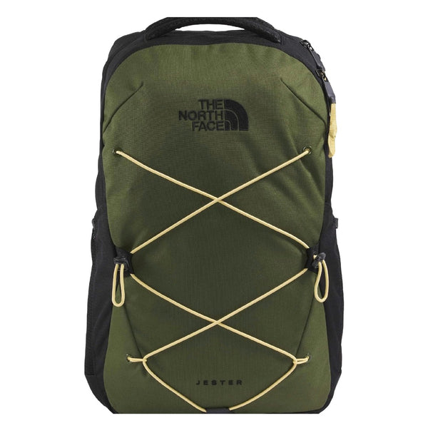 The North Face Jester Everyday Laptop Backpack with padded laptop compartment, front bungee cord, and ergonomic shoulder straps for daily use.
