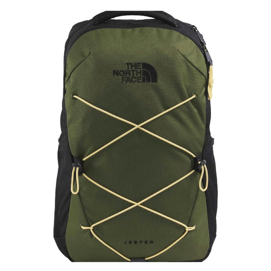 The North Face Jester Everyday Laptop Backpack with padded laptop compartment, front bungee cord, and ergonomic shoulder straps for daily use.