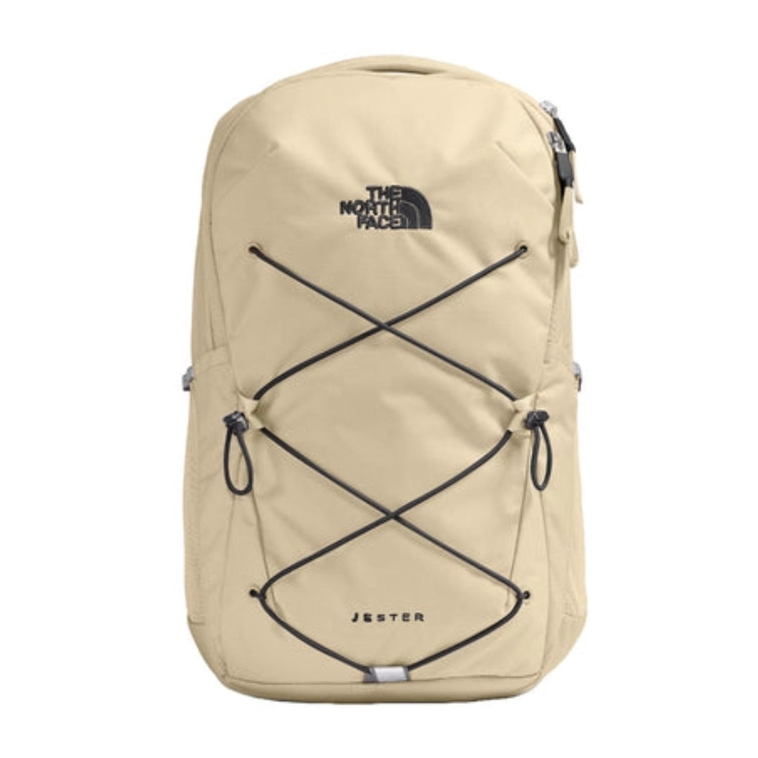 Women’s North Face Jester backpack featuring ergonomic straps, front bungee system, and multiple compartments for organized everyday use.
