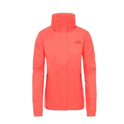 The North Face Women’s Resolve 2 Jacket with waterproof shell, adjustable hood, and zippered pockets for rain protection.