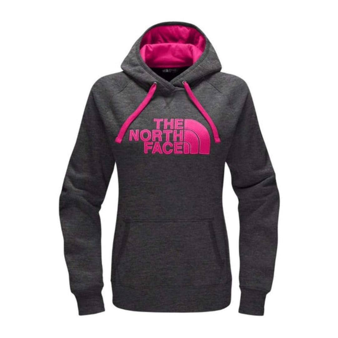The North Face Women’s Avalon Half Dome Pullover Hoodie in soft cotton-blend fleece with front kangaroo pocket and Half Dome logo.