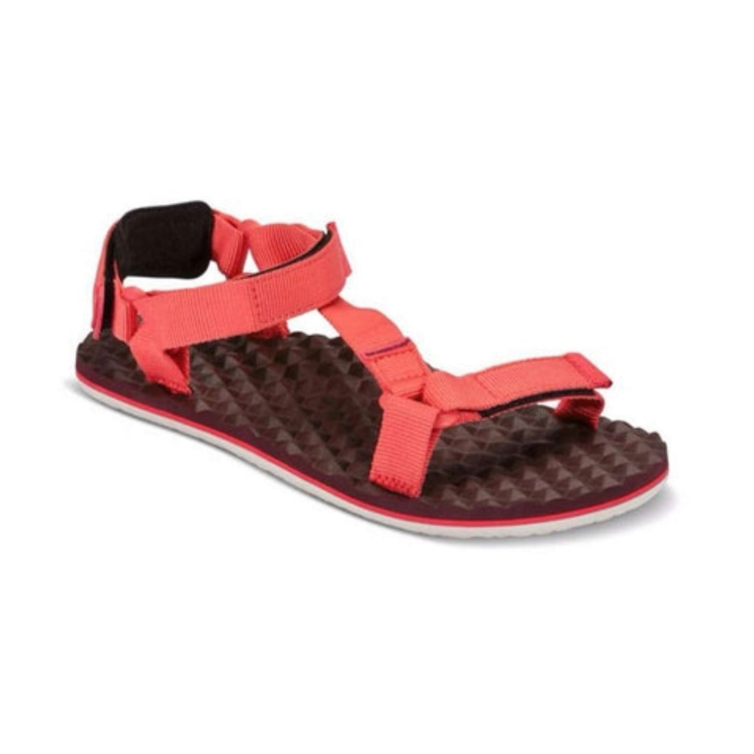 Women's outdoor sandals featuring adjustable recycled polyester webbing straps, an open-toe design, cushioned EVA footbed, contoured insole, and durable rubber outsole for hiking, travel, and everyday warm-weather adventures