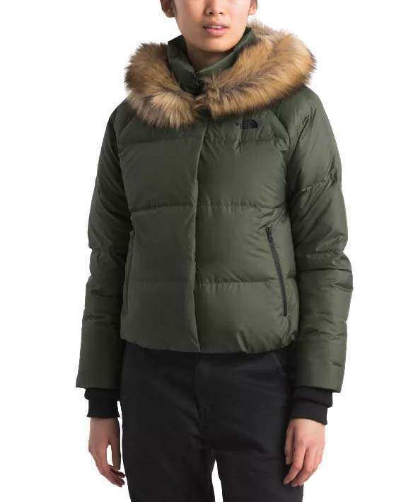 The North Face Women’s Dealio Down Crop Jacket featuring cropped design, 600-fill down insulation, full front zipper, stand collar, and zippered hand pockets.