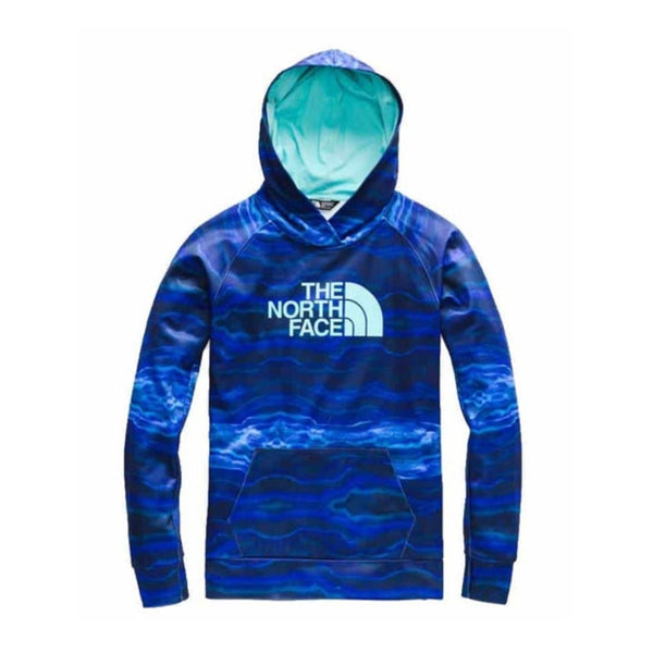 The North Face Women’s Fave Half Dome Pullover Hoodie cotton-blend fleece sweatshirt with front kangaroo pocket and Half Dome logo.